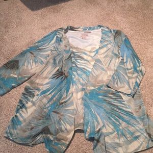 Chico’s Easywear palm patterned shirt set